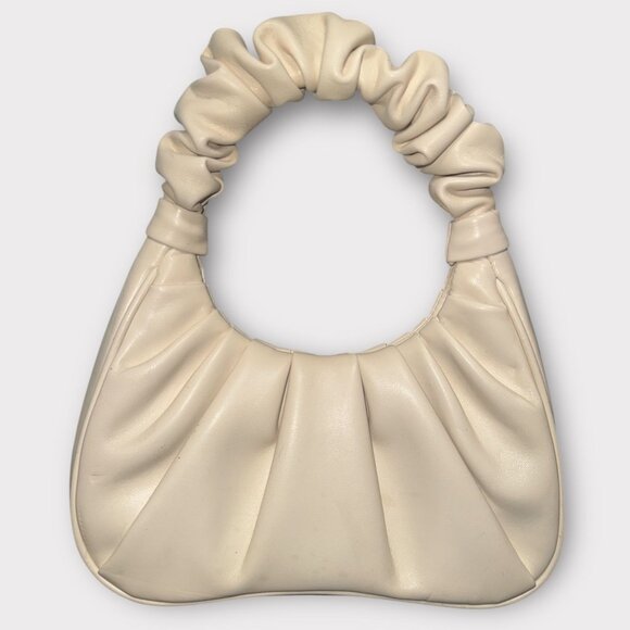 JW PEI Gabbi Ruched Hobo Handbag Ivory Vegan Leather Croissant Top Handle Bag - Picture 3 of 8